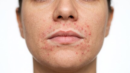 Naklejka premium Close-Up of Perioral Dermatitis and Inflamed Rash Around Mouth