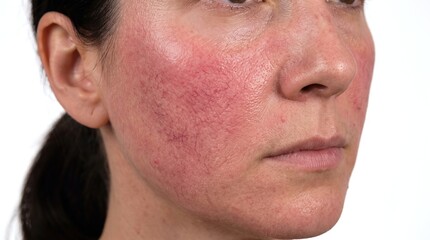Naklejka premium Severe Facial Rosacea with Visible Broken Capillaries and Redness