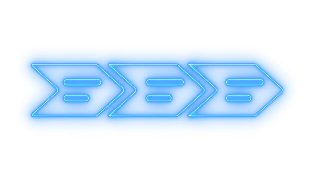 Glowing neon right arrow process icon isolated on transparent background. Forward direction pointer. Next step sign. Chevron indicator. Navigation symbol