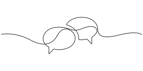 Fototapeta premium Speech bubbles continuous line drawing for dialogue and conversation icon vector
