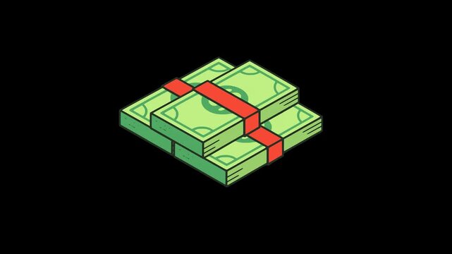 stack of money cash dollar banknote animation HD 4K