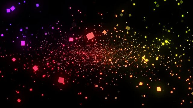 Gold Magic Particle 4K Effects with Glowing Stars, Holiday Space Background, Bright Vector Design, Sparkling Light Animation, Colorful Motion Decoration, Fantasy Golden Glow Visual