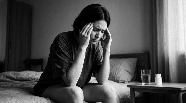 Young Woman Experiencing Headache And Migraine