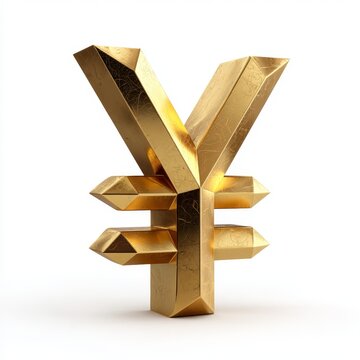 Golden 3D yen or yuan currency symbol in metallic gold representing money finance wealth economy investment and business success.