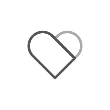 Heart gray outline icon in dual tone style symbol for love reaction