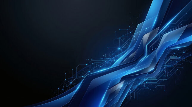 Abstract Blue Futuristic Technology Background With Network Lines and Digital Circuit Connections for Web Design and Tech Presentations