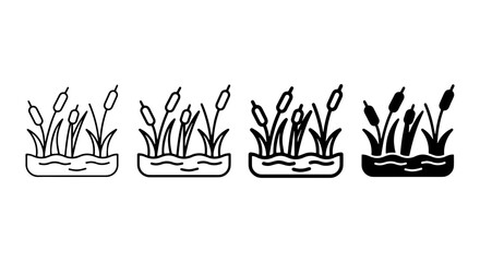 Obraz premium Cattail Reed Icons, Wetland Plants Vector Set, Marsh Grass Graphics, Nature Elements Collection