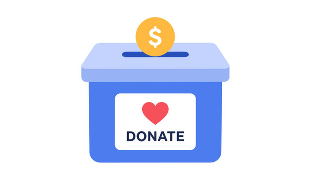 Donation Box With Heart Symbol For Charity.