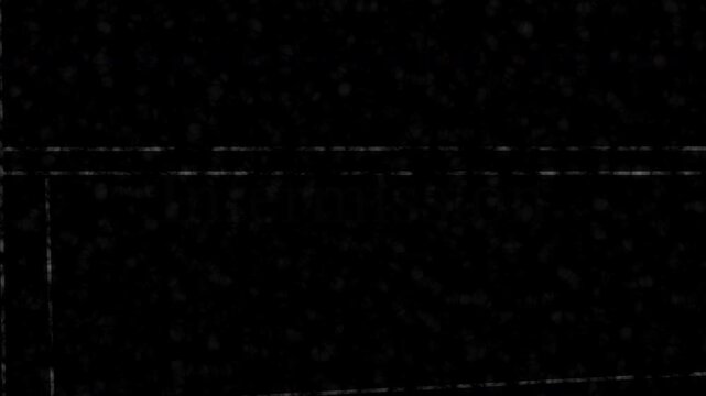 Vintage film grain Intermission title on black background with dust and old film scratches, cinematic pause screen between scenes, horizontal.