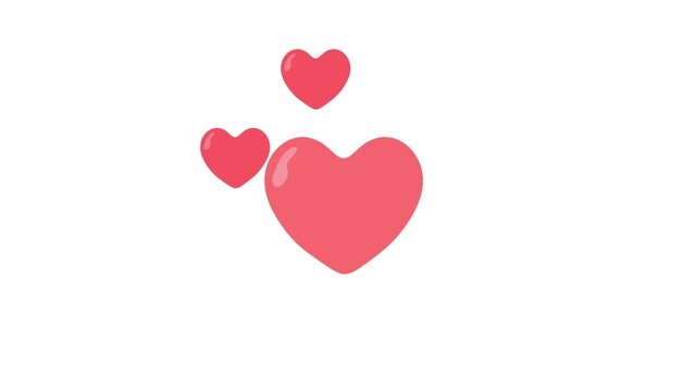 emojis animation overlay isolated on white background 4K stock video, Falling Red Hearts Animation for Valentine's day Greeting Romantic love video