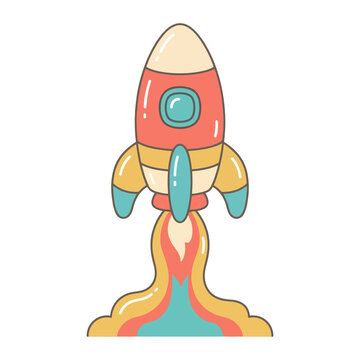 Business Rocket Launch Startup Vector Illustration Flat Cartoon Design