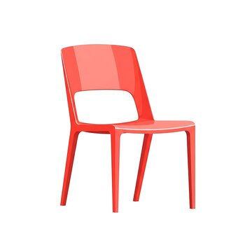 Modern Red Plastic Chair Isolated White Background