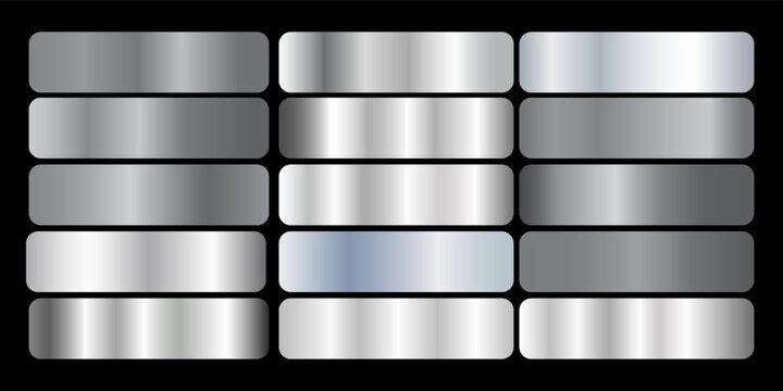 Silver gradient button set and metallic swatch collection