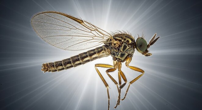 Delicate Midge Fly Insect Showing Intricate Wing Detail