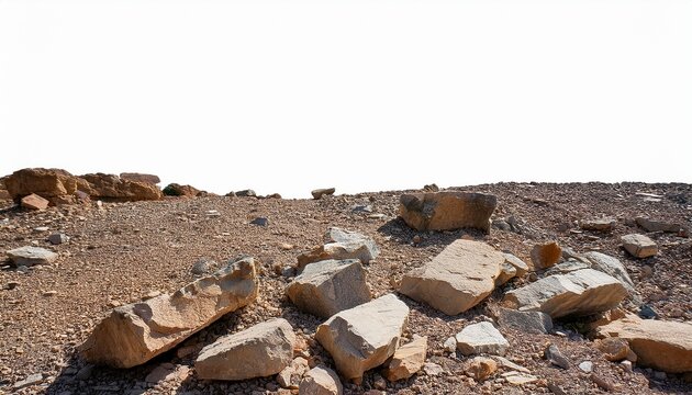 Rocky Ground Terrain With Exposed Bedrock Isolated On Transparent Background