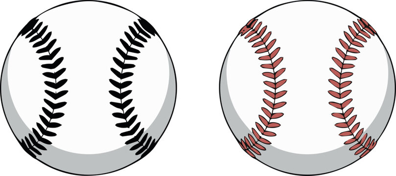 Two Baseballs with Black and Red Stitching on Beige Background