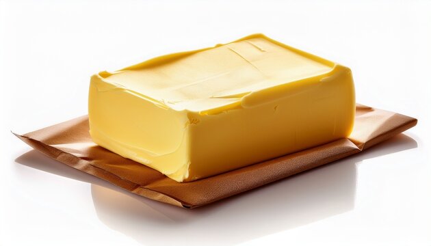 A Block Of Yellow Butter On White Paper