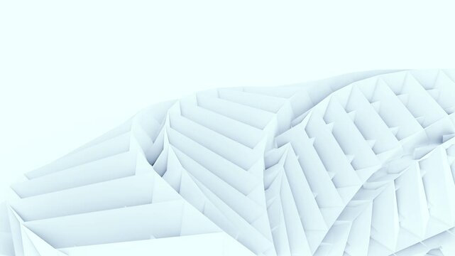 Modern clean white background video with subtle animated origami paper craft wave for tech and corporate presentations