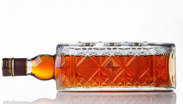 Old Fashioned Beautiful Bottle For Whiskey Isolated On A White Background
