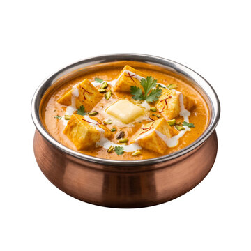 Luxury Copper Bowl Shahi Paneer Isolated on Transparent Background