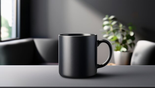 Black Matte Mug Mockup