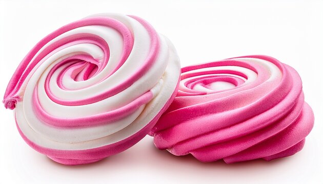 Pink And White Twisted Marshmallow Confection Isolated On Transparent Background