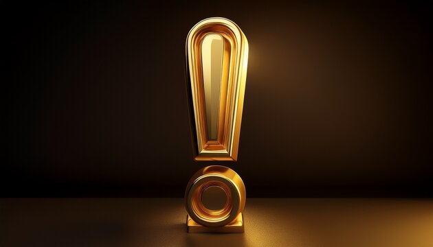 Golden Font D Glossy Exclamation Mark Made Of Gold Premium D Rendering