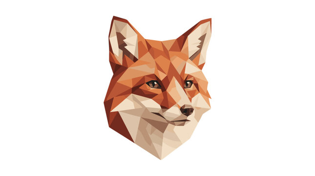 Polygonal fox head illustration with detailed features and warm color tones