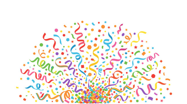 Colorful confetti and streamers celebrating with vibrant party decorations and festive atmosphere