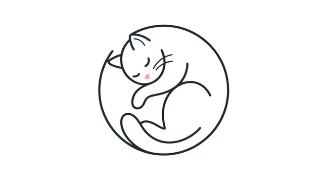 Cute cartoon baby sleeping peacefully curled up in a round position