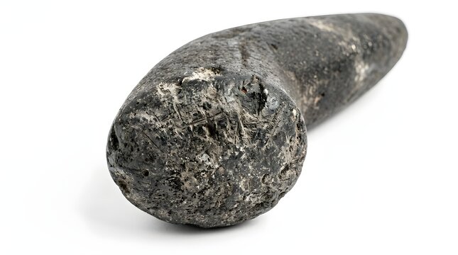 Authentic Indonesian volcanic stone pestle ulekan for traditional spice grinding on white background