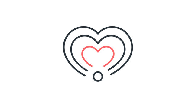 Minimalist line art of a heart with radiating lines symbolizing love and affection