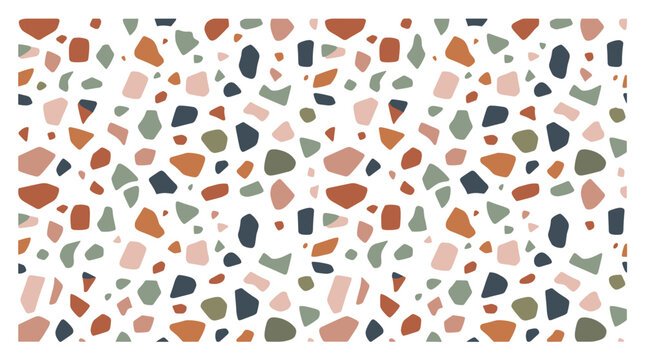 Abstract terrazzo pattern with multicolored chips on a for design