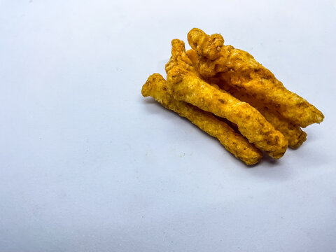 small pile of savory, Crispy Crunchy Corn Kurkure Snacks