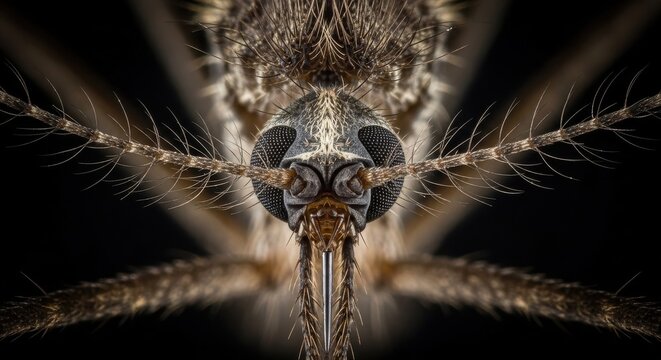 Extreme Macro View of Mosquito Proboscis and Head