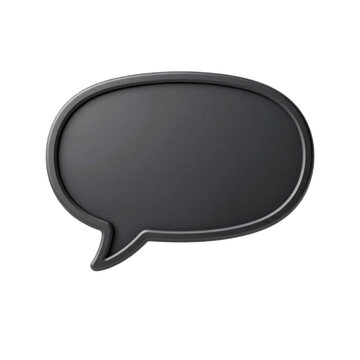 Blank dark gray speech bubble hovers against a white background