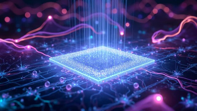 Digital abstract graphic of artificial intelligence and neural network processing technology concept .