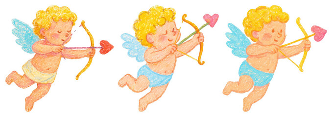 Obraz premium PNG Playful cherubs with heart arrows on transparent background