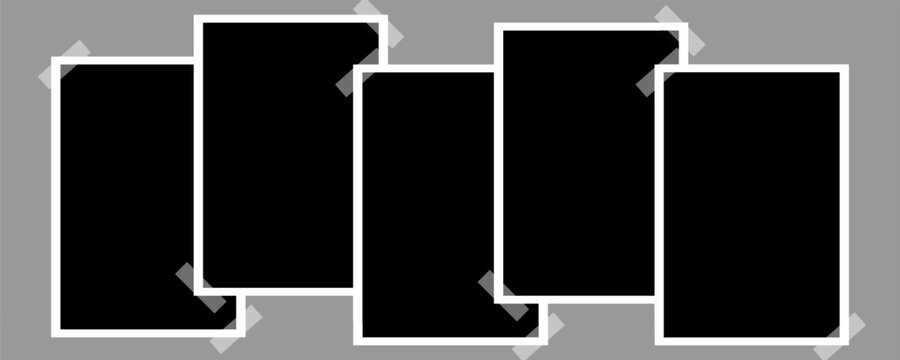 Images collage template with photo frames with sticky tape.