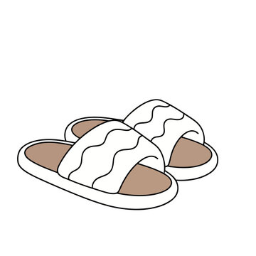 Pair of white and brown slippers