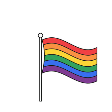 Rainbow flag on pole