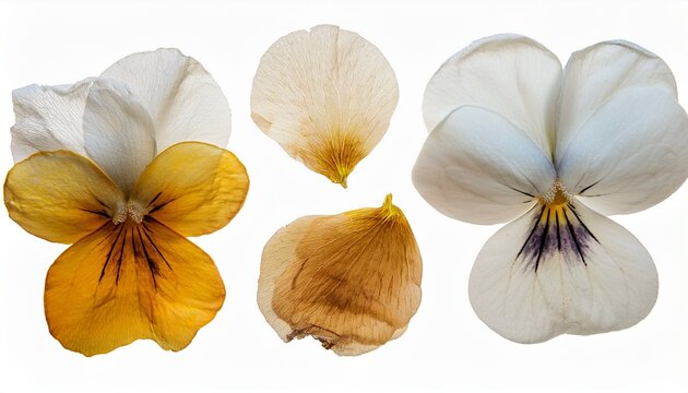Pressed Botanical Flower With Natural Texture White Dried Viola Element For Aesthetic Scrapbooking Botanical Crafts