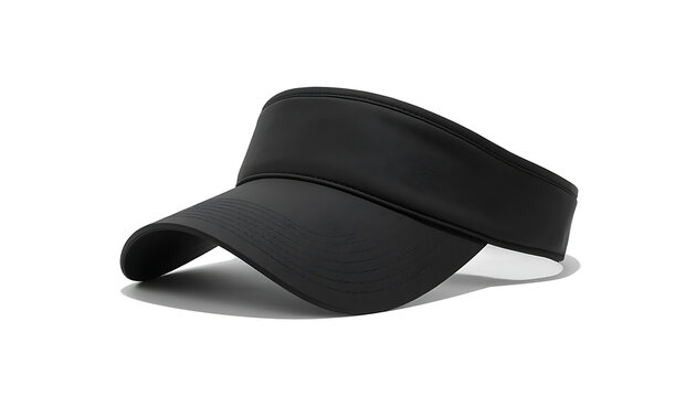 Black sports visor cap isolated on white background