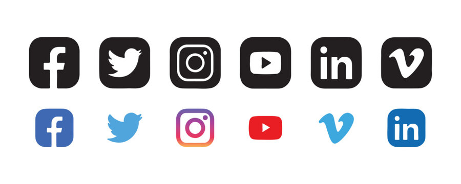socialmedia icons flat glyph logo pack facebook instagram twitter