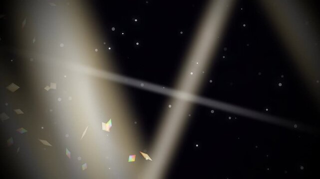 Crystalline Prism Fireworks Field: An artistic motion graphic where fiery fireworks crystallize into floating glass prisms that refract golden light into dazzling rainbow spectrums, sparkling diamond