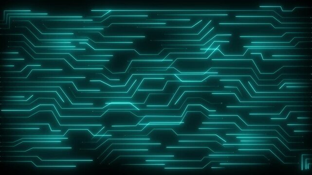 cyne Neon line shapes animation of glowing horizontal lines streaming across the screen.Light neon laser line abstract motion video..