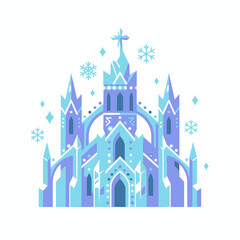 Naklejka premium Magical Winter Ice Castle Illustration