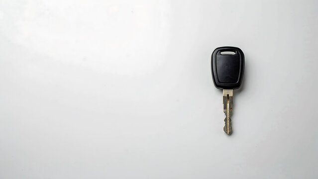 Car ignition key isolated on white background with copy space for automotive concept