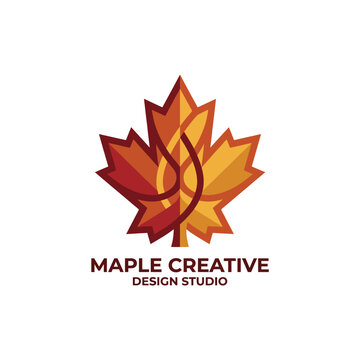 This artistic logo features a maple leaf intertwined with creative elements, representing the essence of fall, nature, and artistic expression in the design community.