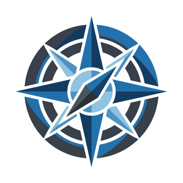 This image features a modern blue compass design symbolizing navigation and exploration, making it perfect for travel-related applications and services.
